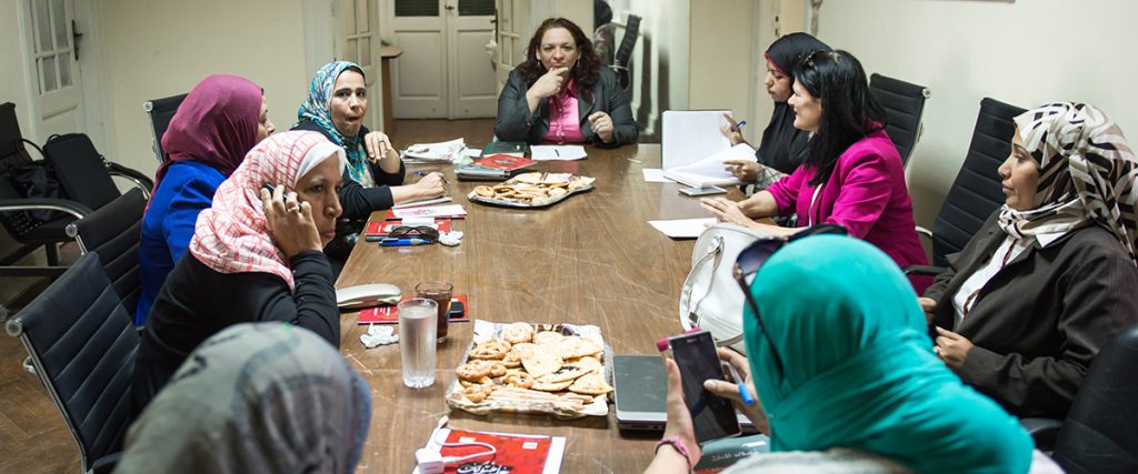 Egyptian women working with EACPE discuss election monitoring